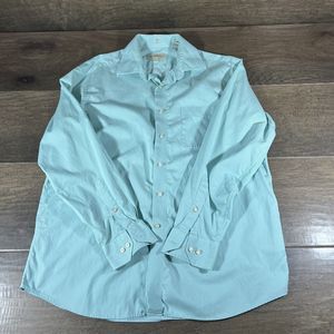 Tommy Bahama Shirt Mens Sz 16.5 34-35 SkyBlue Cotton Button Up Dress Pocket